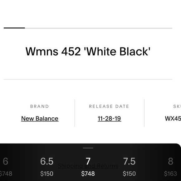 New Balance 452 White & Black - Picture 5 of 7